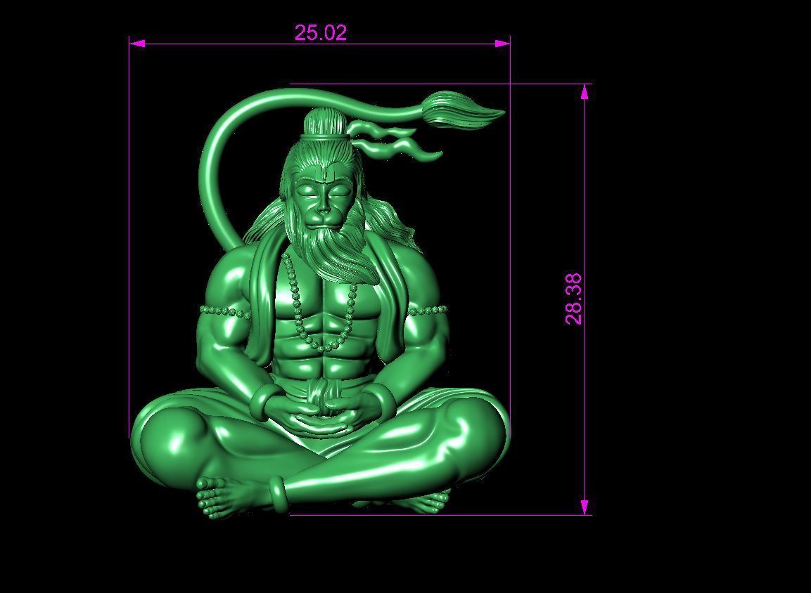 Hanuman pendant 3D print model_3