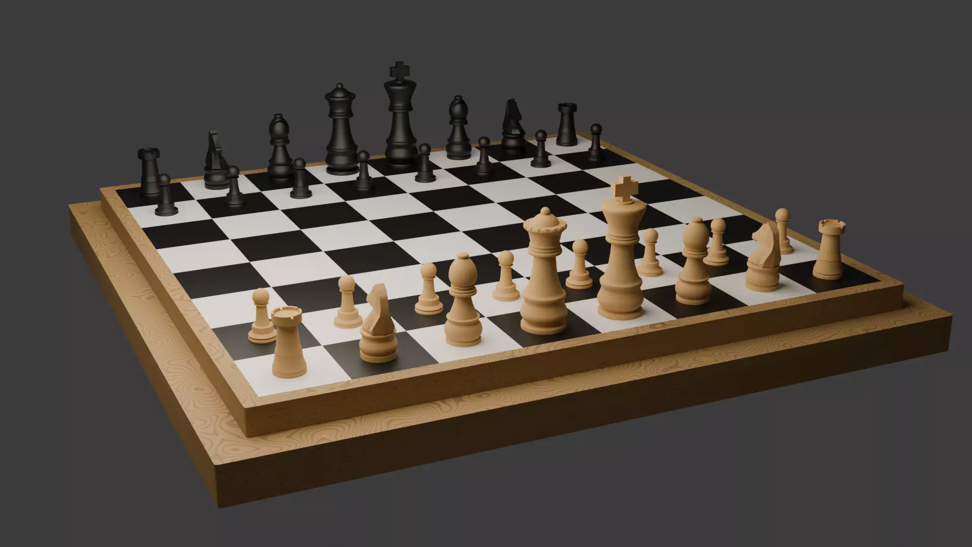 Full Chess Board 3D model_0