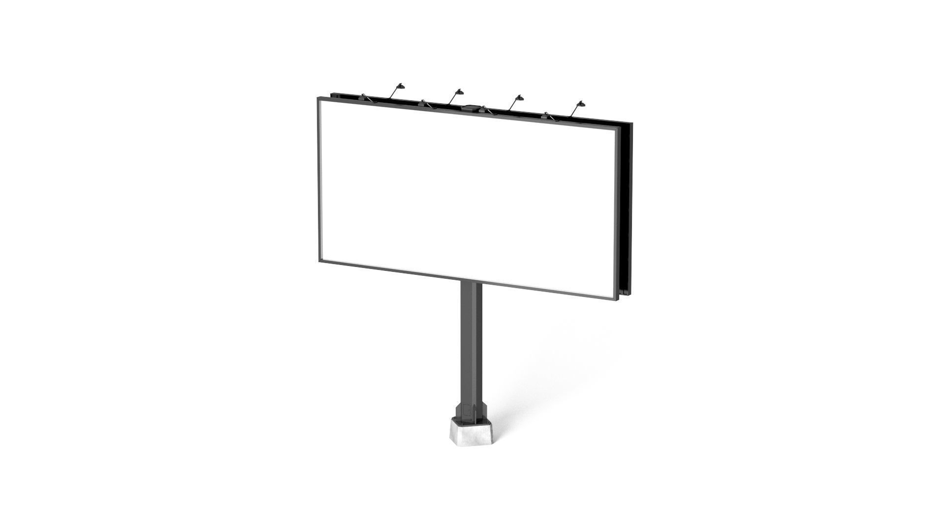 Rectangular Advertising Street Billboard - outdoor sign banner 3D model_4