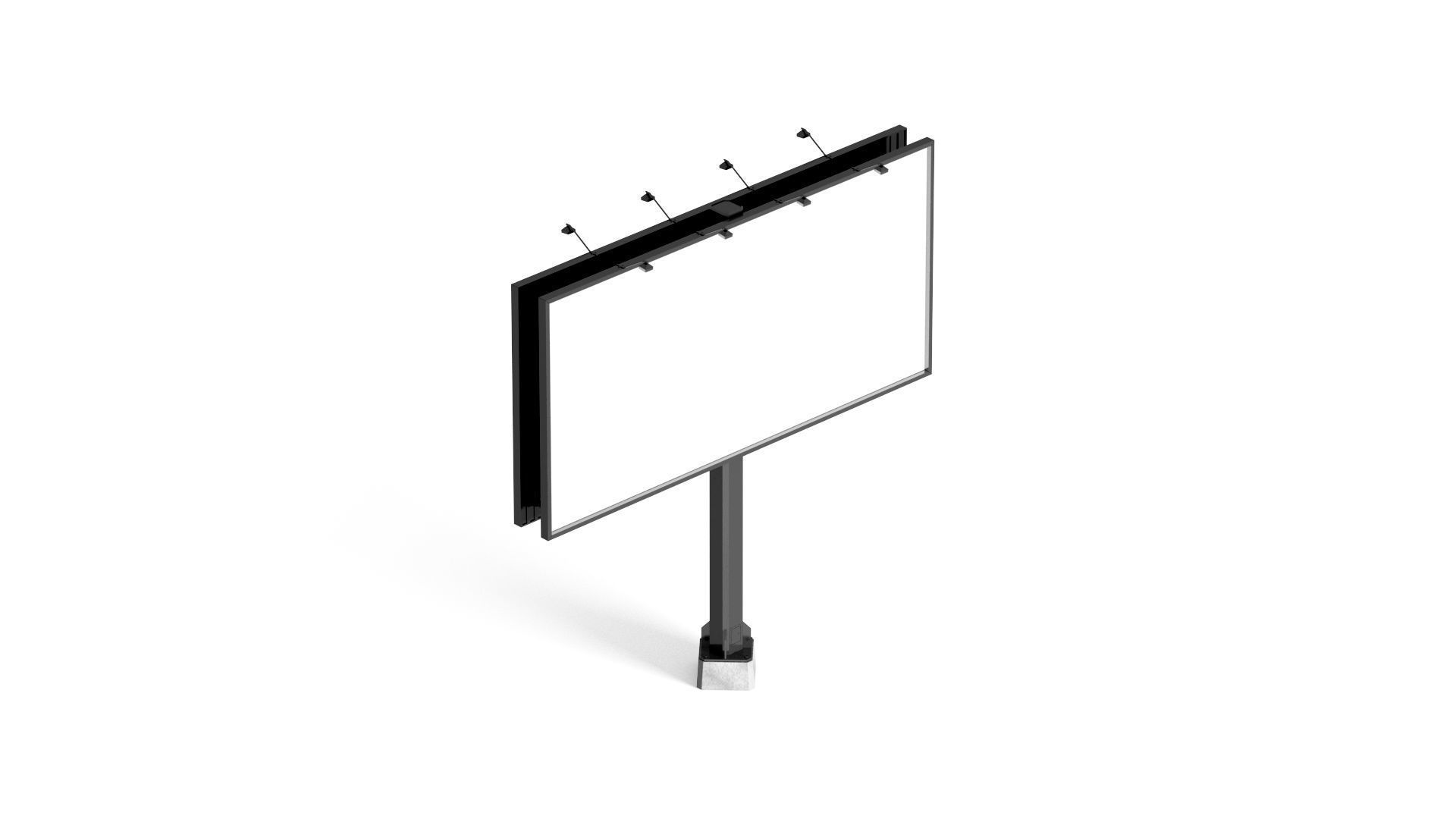 Rectangular Advertising Street Billboard - outdoor sign banner 3D model_1