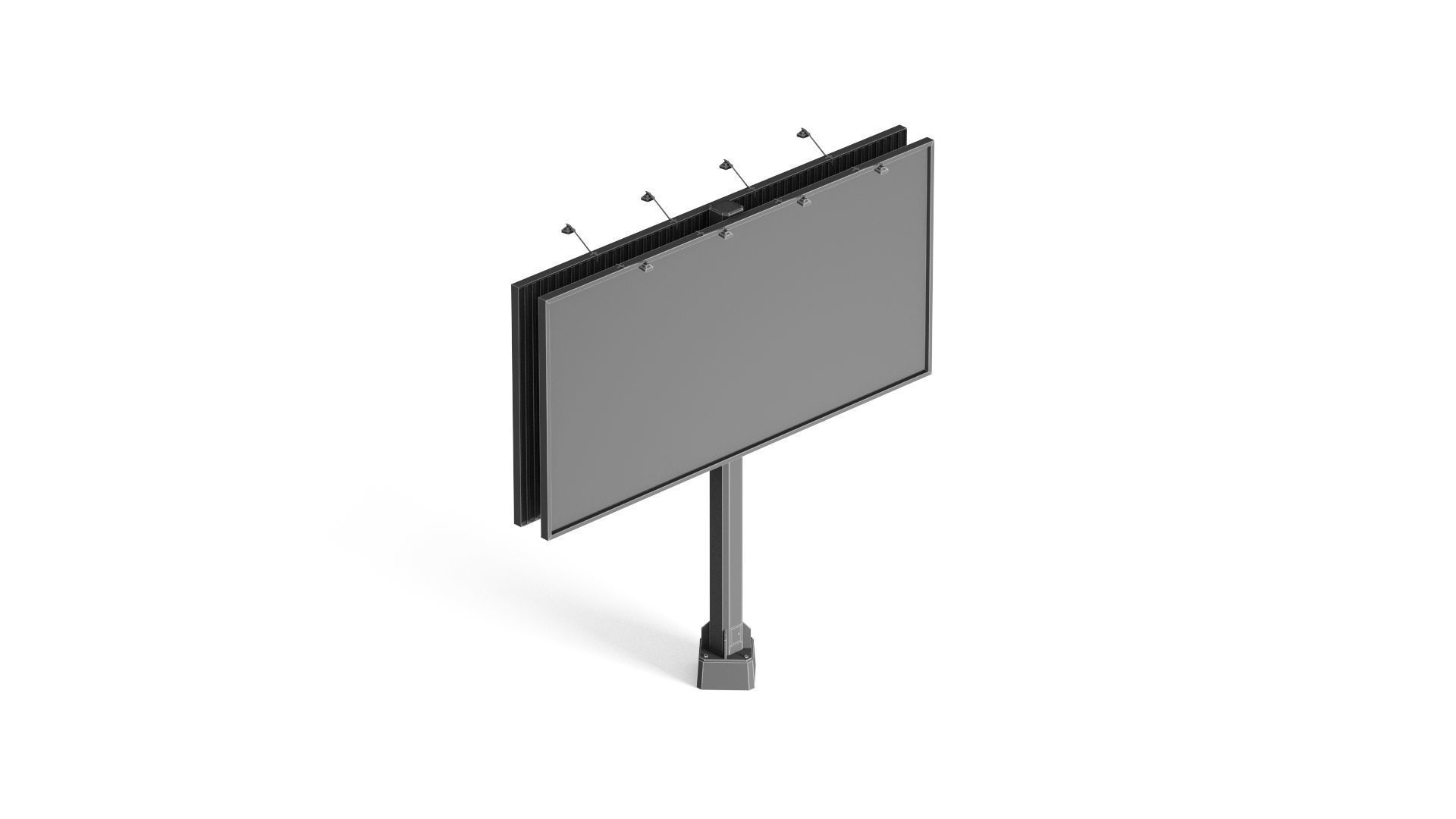 Rectangular Advertising Street Billboard - outdoor sign banner 3D model_6
