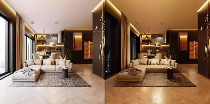 Apartment Scene  Day And Night Version by VIZFROMBLENDER 3D model