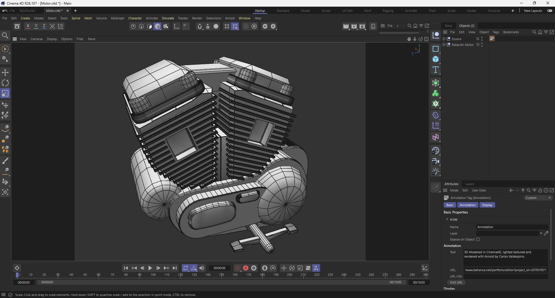 Motorcycle engine 3D model_1