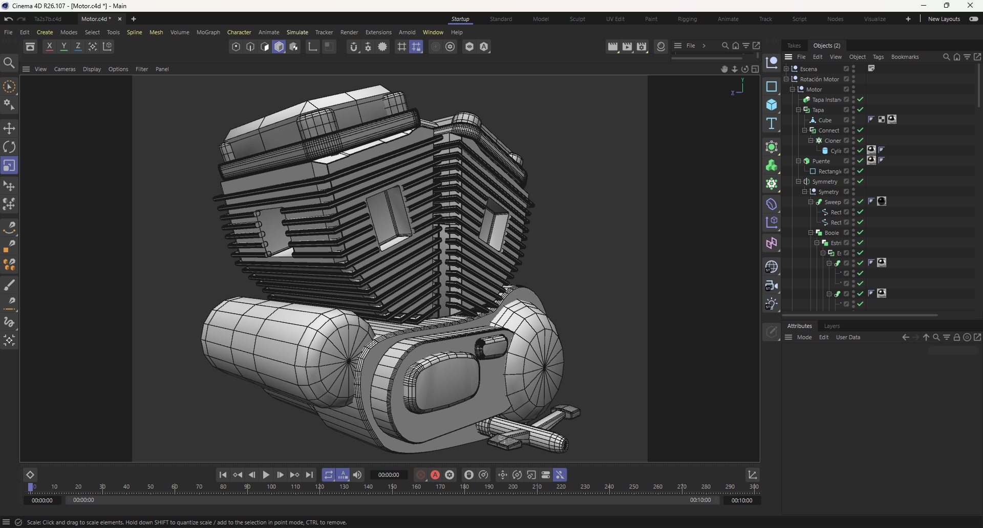 Motorcycle engine 3D model_2