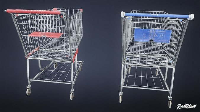 GROCERY - Shopping Cart 01 - LOW POLY AND NANITE Low-poly 3D model