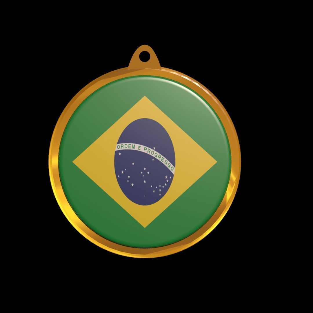 Golden Brazil Medal Badge 3D model_20