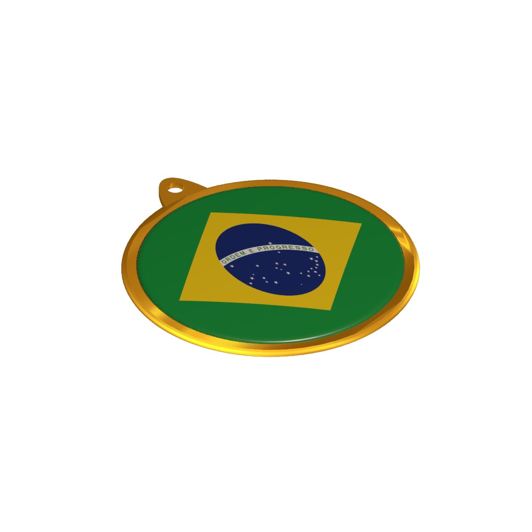Golden Brazil Medal Badge 3D model_8
