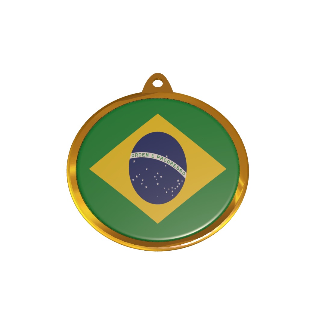 Golden Brazil Medal Badge 3D model_5