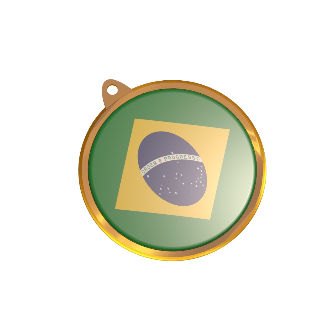 Golden Brazil Medal Badge 3D model_1