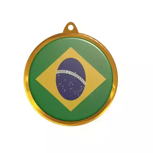 Golden Brazil Medal Badge 3D model