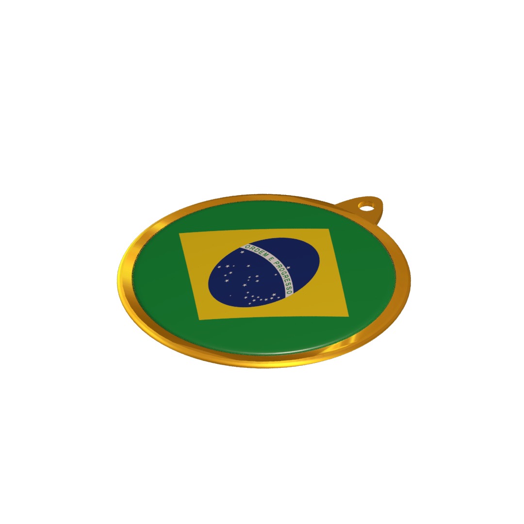 Golden Brazil Medal Badge 3D model_2