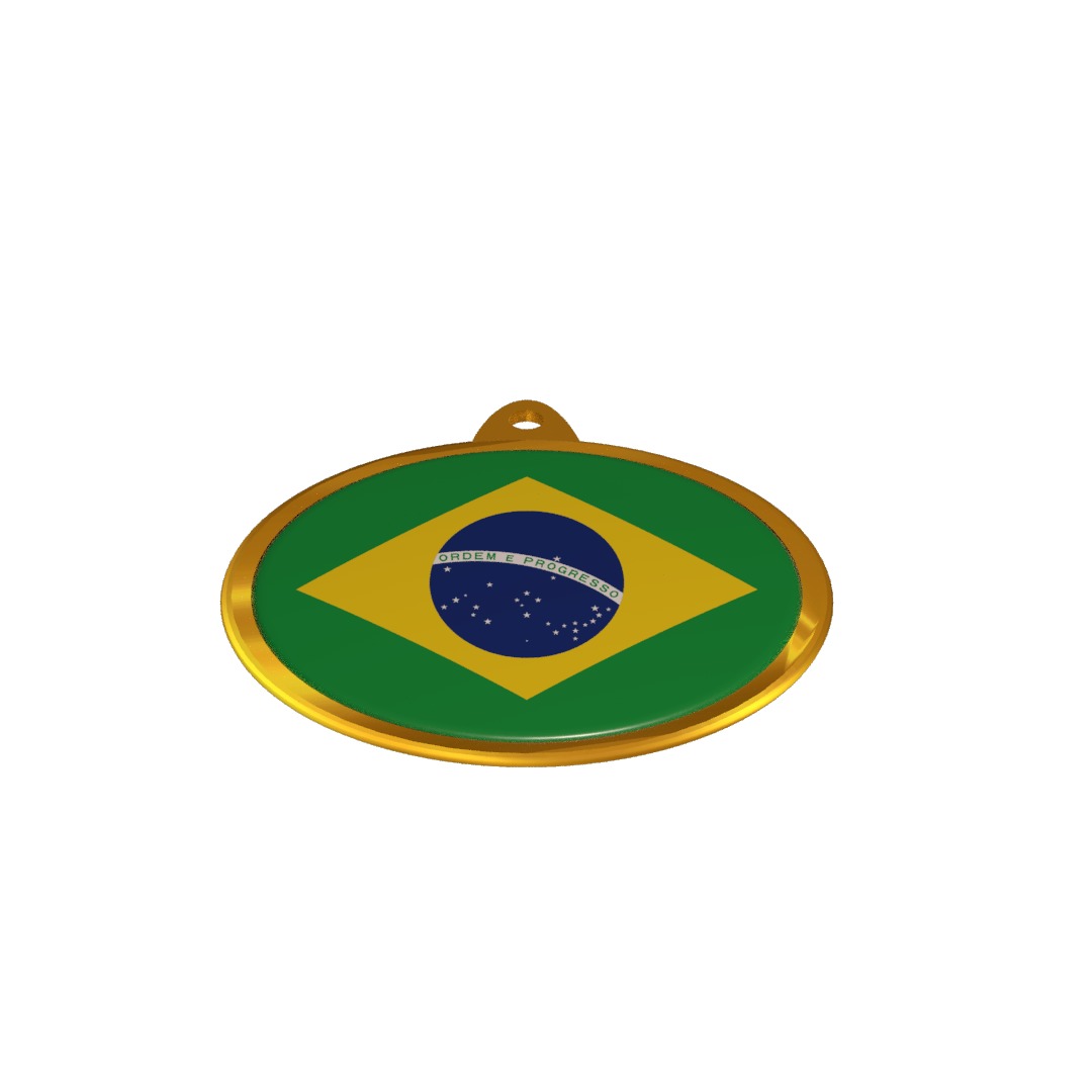 Golden Brazil Medal Badge 3D model_12