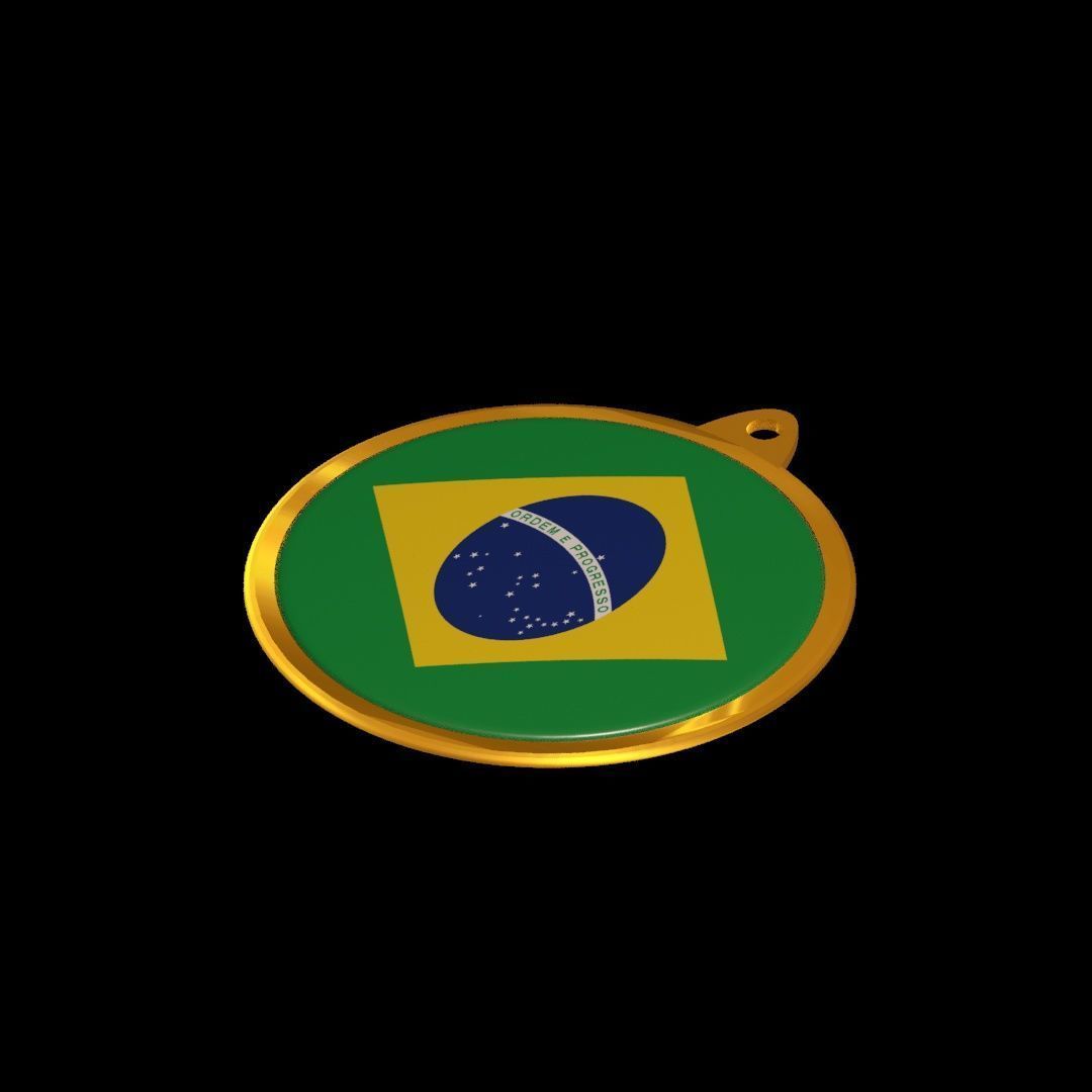 Golden Brazil Medal Badge 3D model_22