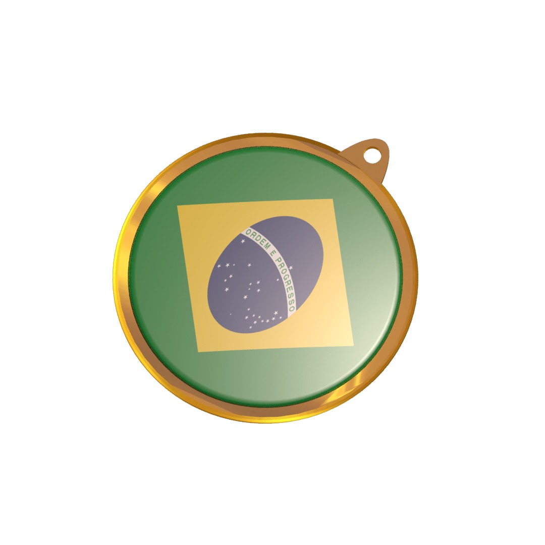 Golden Brazil Medal Badge 3D model_4