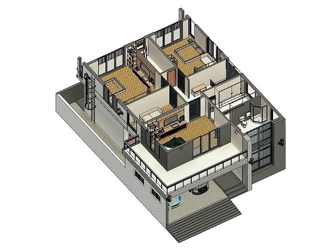 3 Bedroom Modern villa 3D model 2