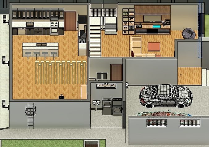 3 Bedroom Modern villa 3D model 5