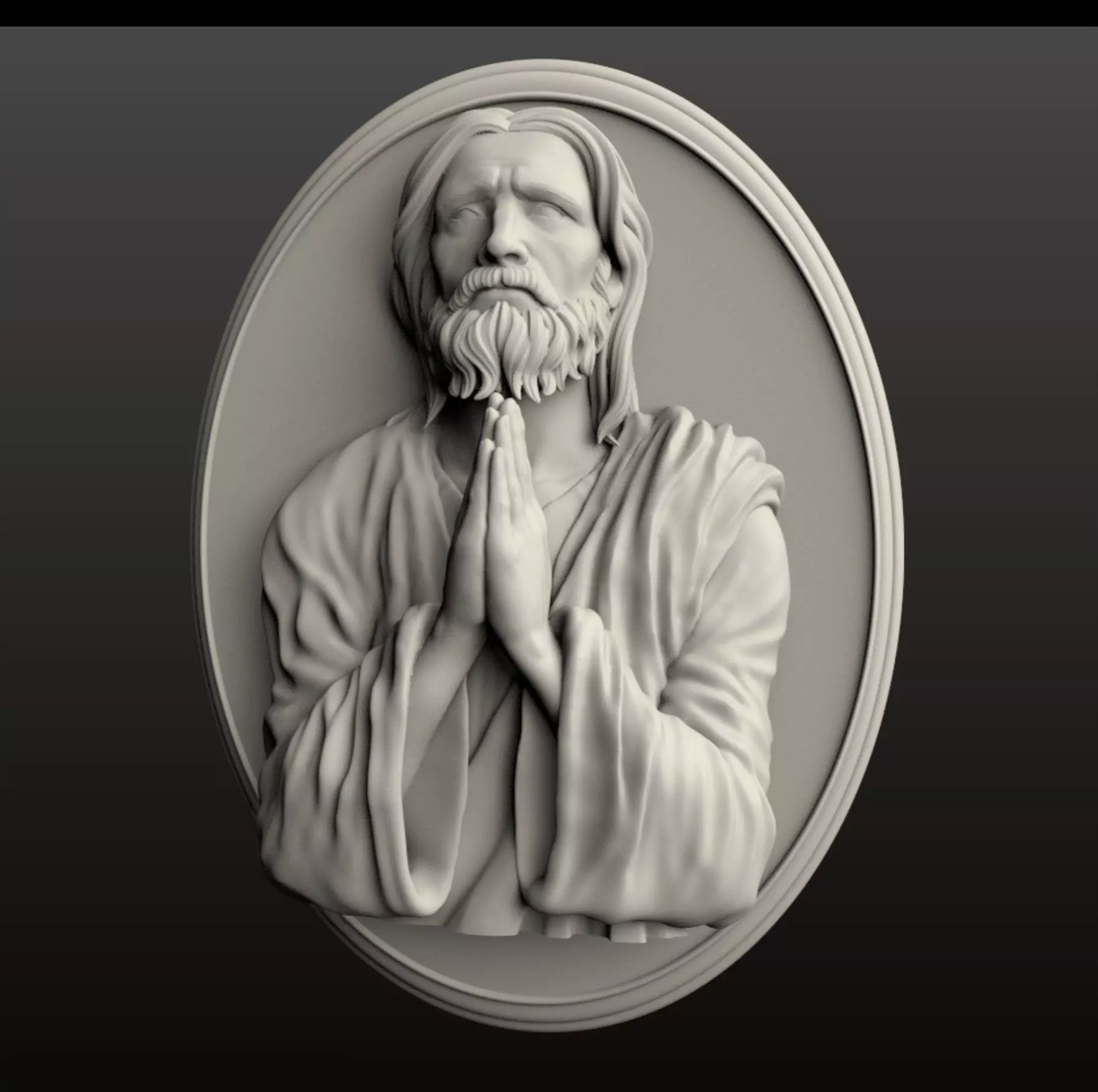 Jesus praying high relief  3D print model_0