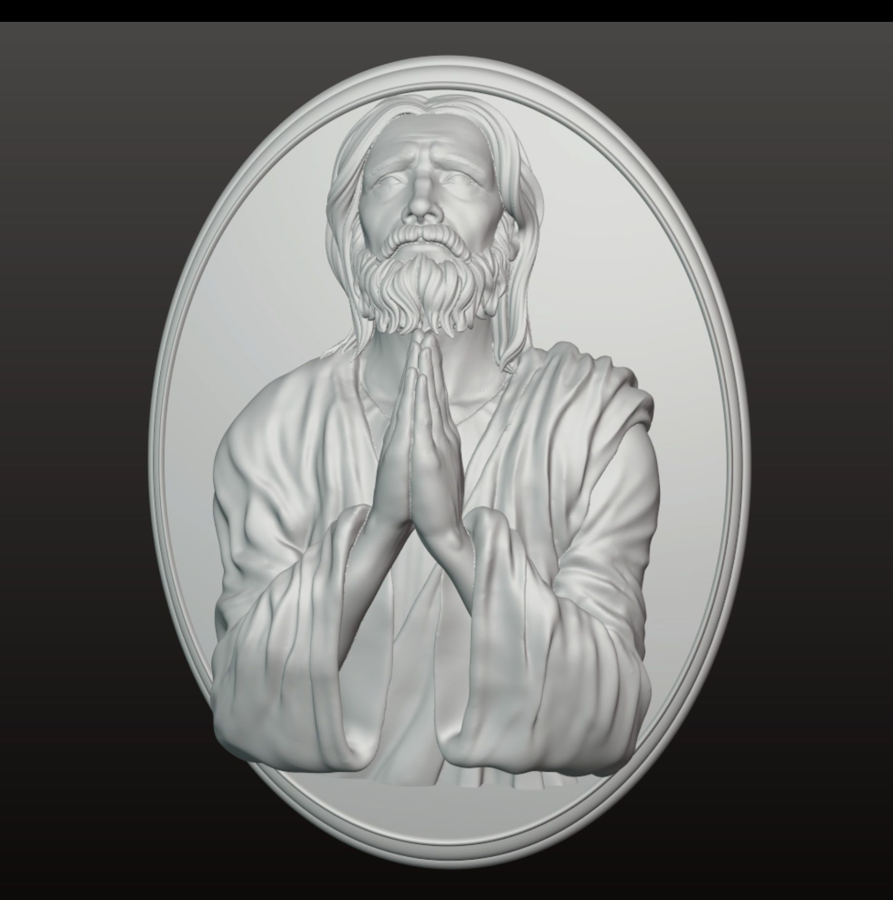 Jesus praying high relief  3D print model_1