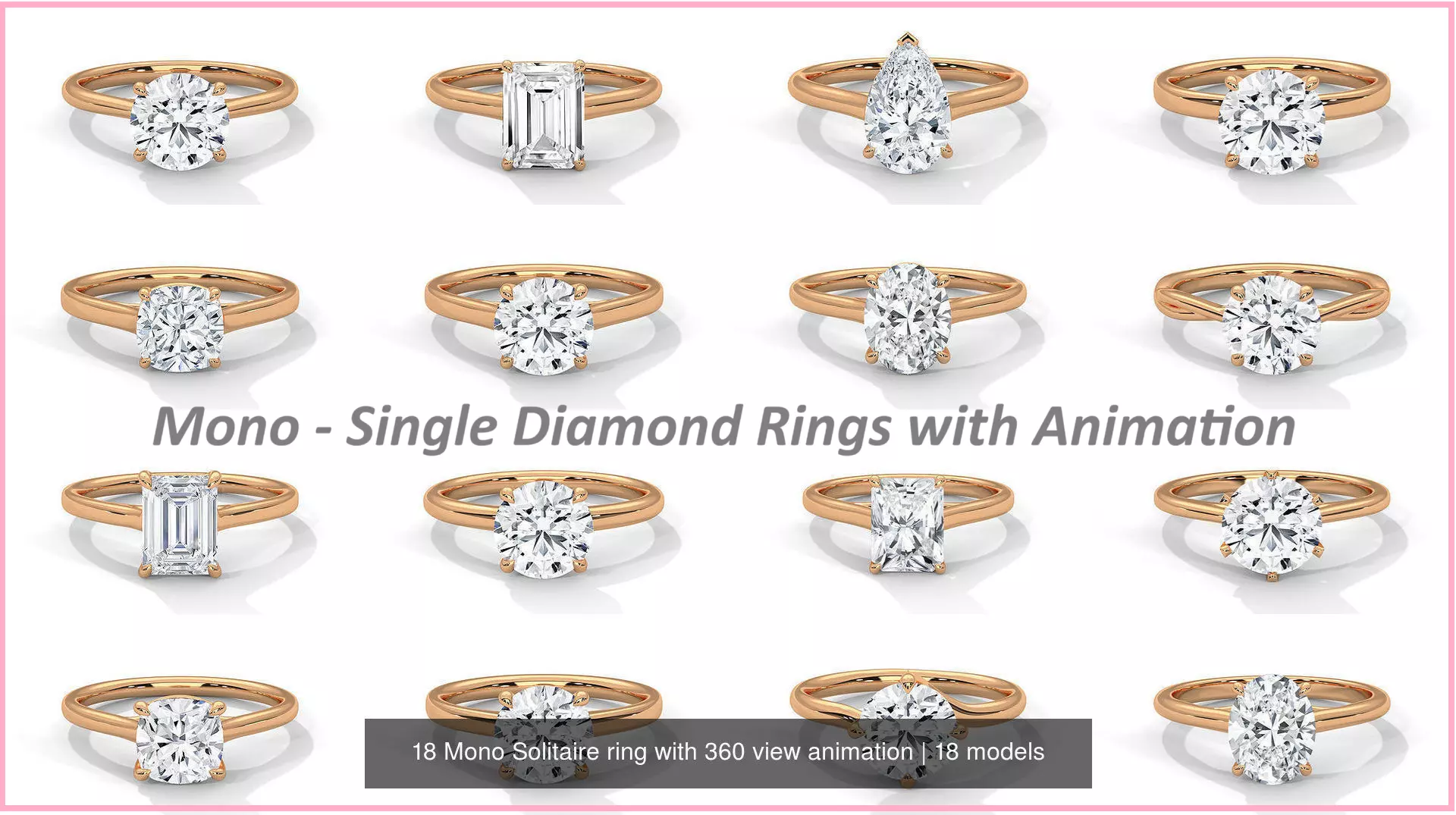 18 Mono Solitaire ring with 360 view animation 3D Model Collection_0