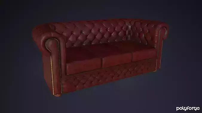 Leather Couch Chesterfield Three Seater Sofa - Game Ready