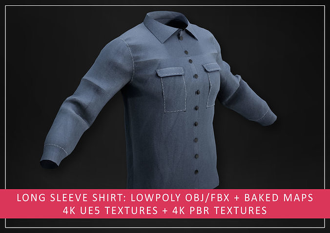 Long Sleeve Men Shirt - Clothing Low-poly 3D model