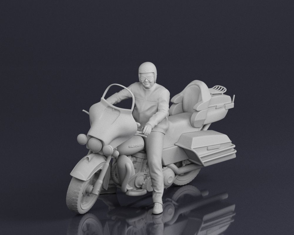 001546 Motorcyclist on a touring motorcycle 3D print model_1