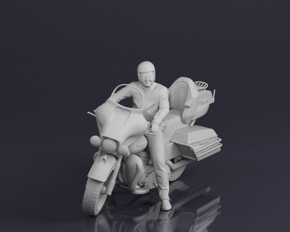 001546 Motorcyclist on a touring motorcycle 3D print model_2