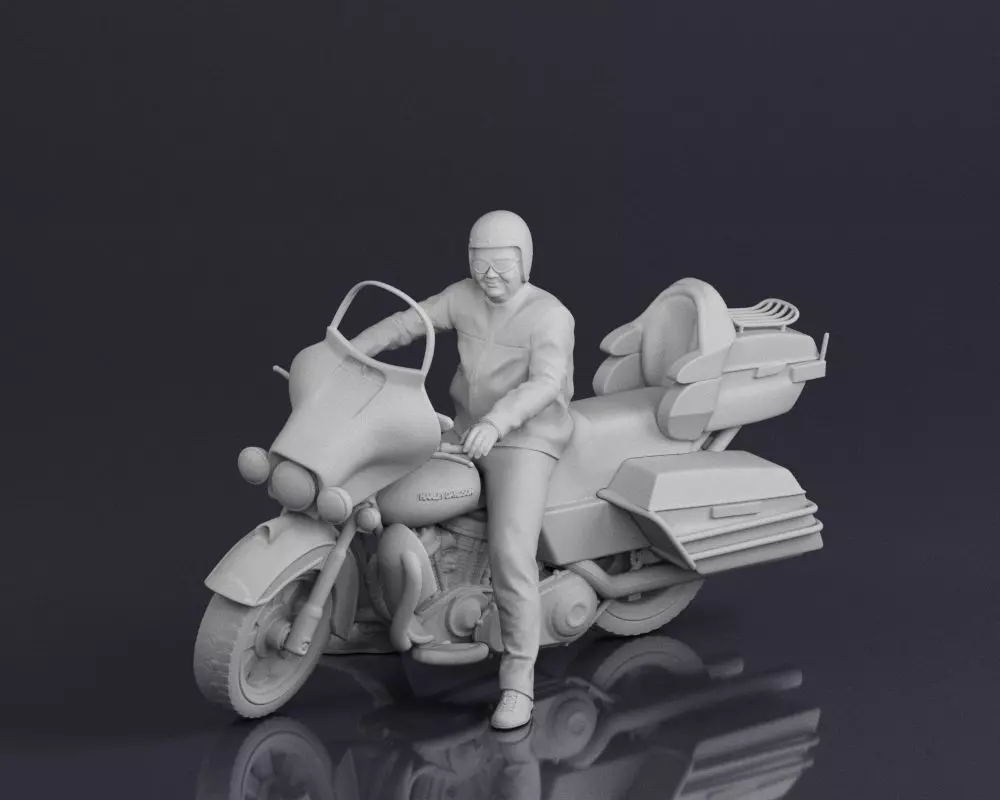 001546 Motorcyclist on a touring motorcycle 3D print model_0