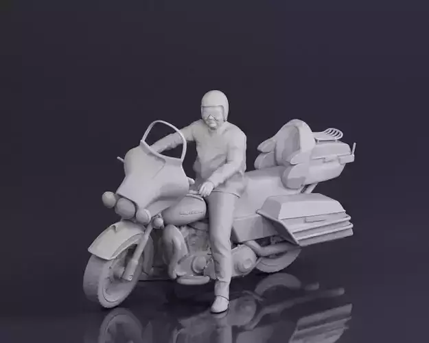 001546 Motorcyclist on a touring motorcycle 3D print model