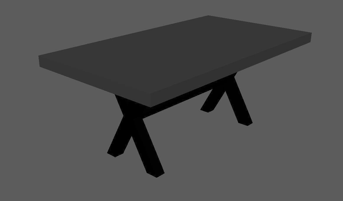 Loft Style Table and Bench 3D model_6