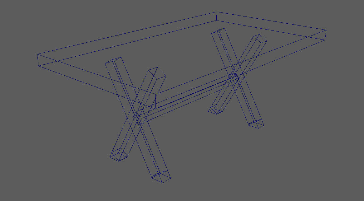 Loft Style Table and Bench 3D model_7