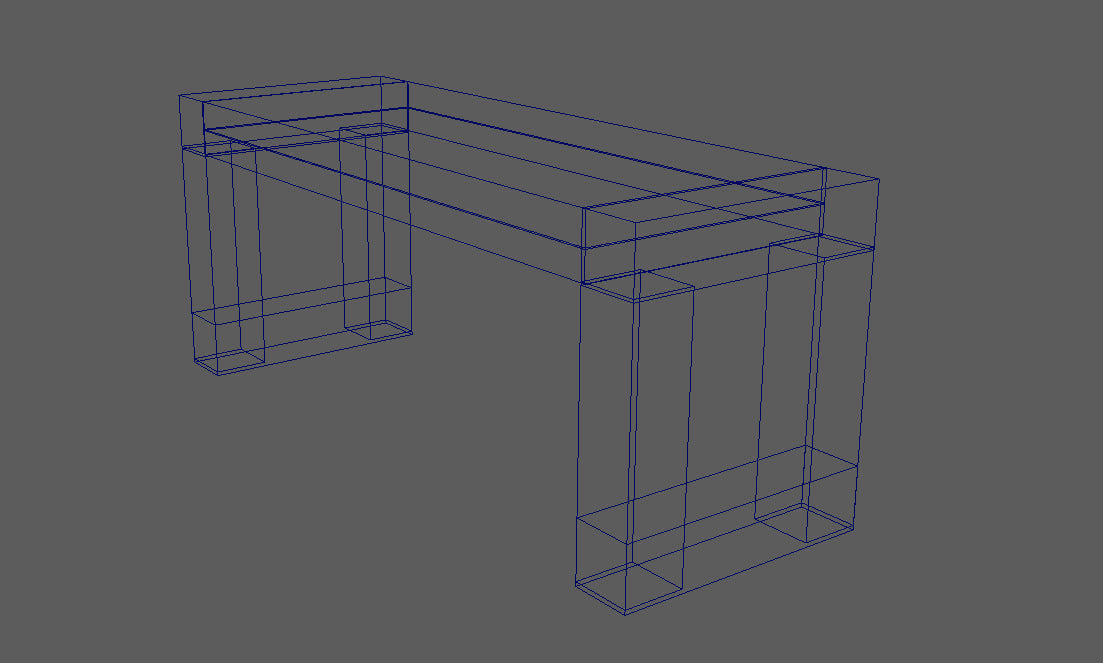 Loft Style Table and Bench 3D model_8