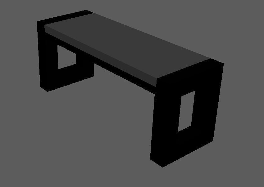 Loft Style Table and Bench 3D model_5