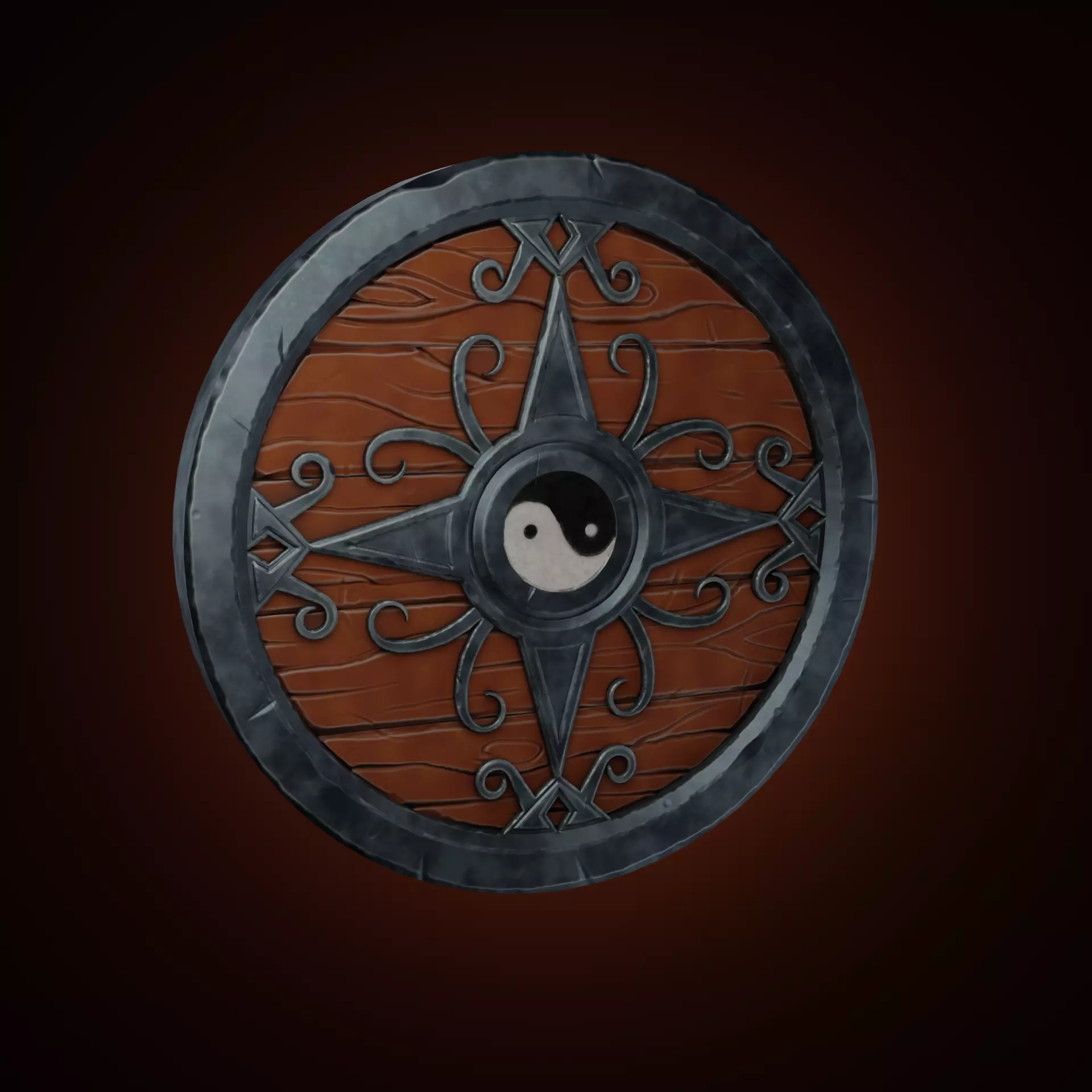 Stylized Medieval Shield Low-poly 3D model_0