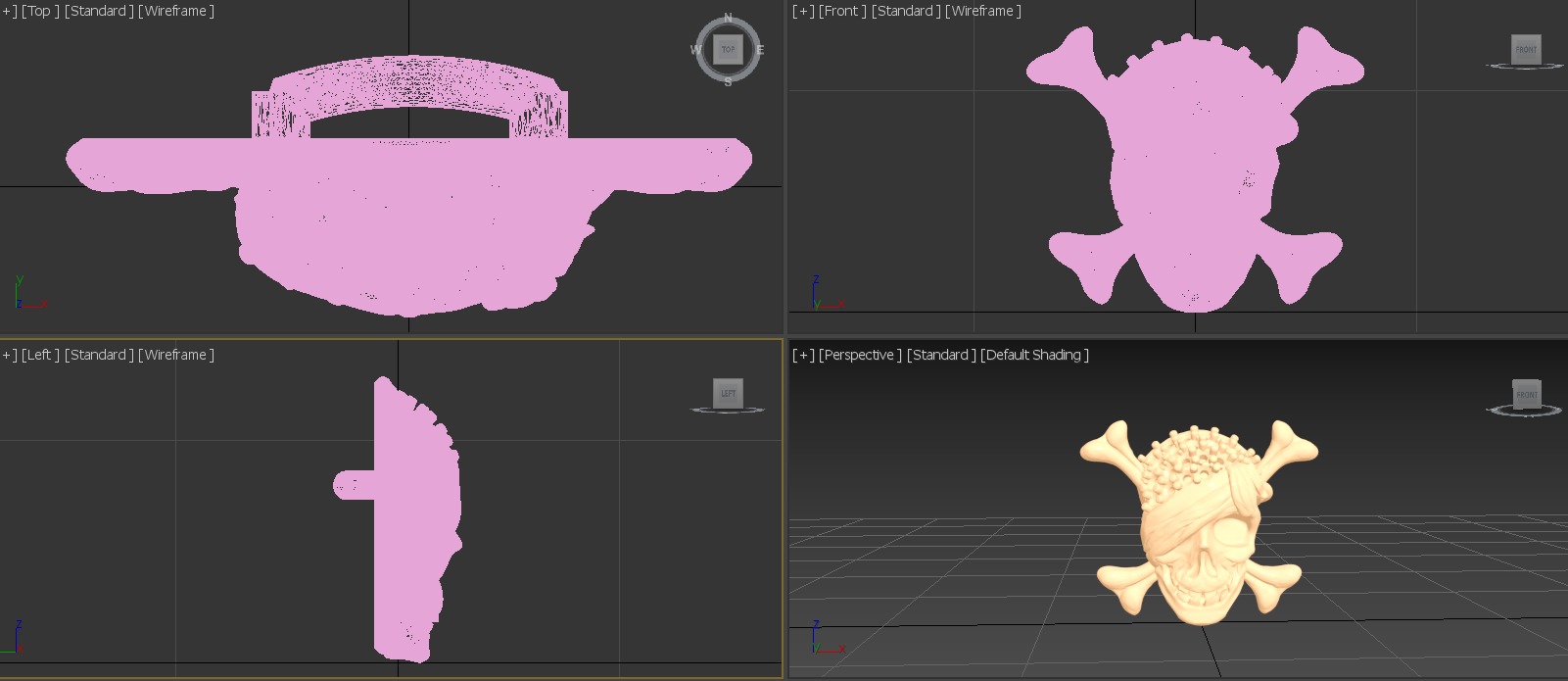 Pirate Skull Brooch Intricate Gothic Treasure   3D Model 3D print model_1