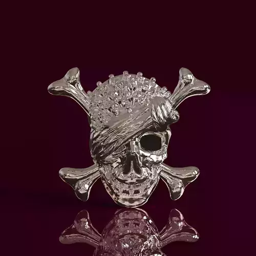 Pirate Skull Brooch Intricate Gothic Treasure   3D Model 3D print model