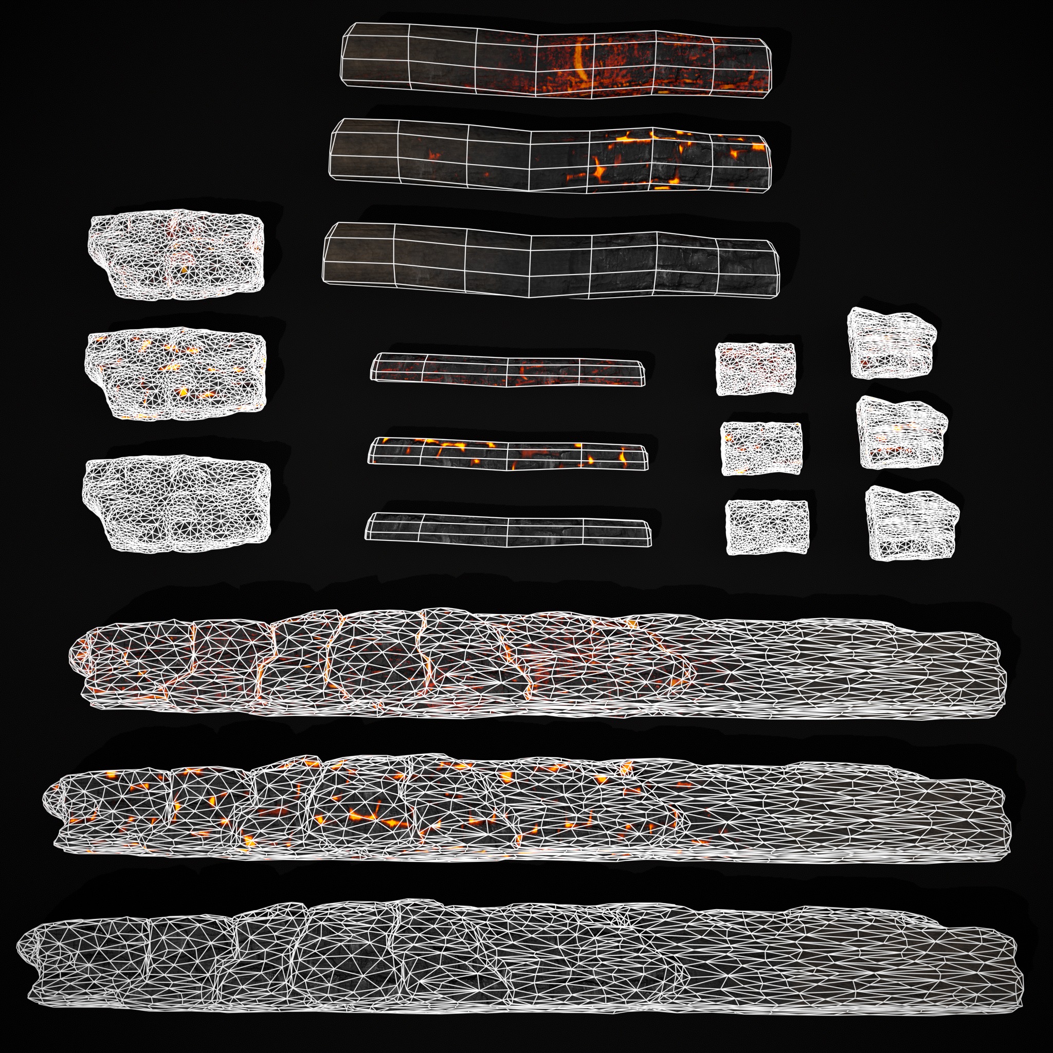 Wood Burnt Coals Low-poly 3D model_2