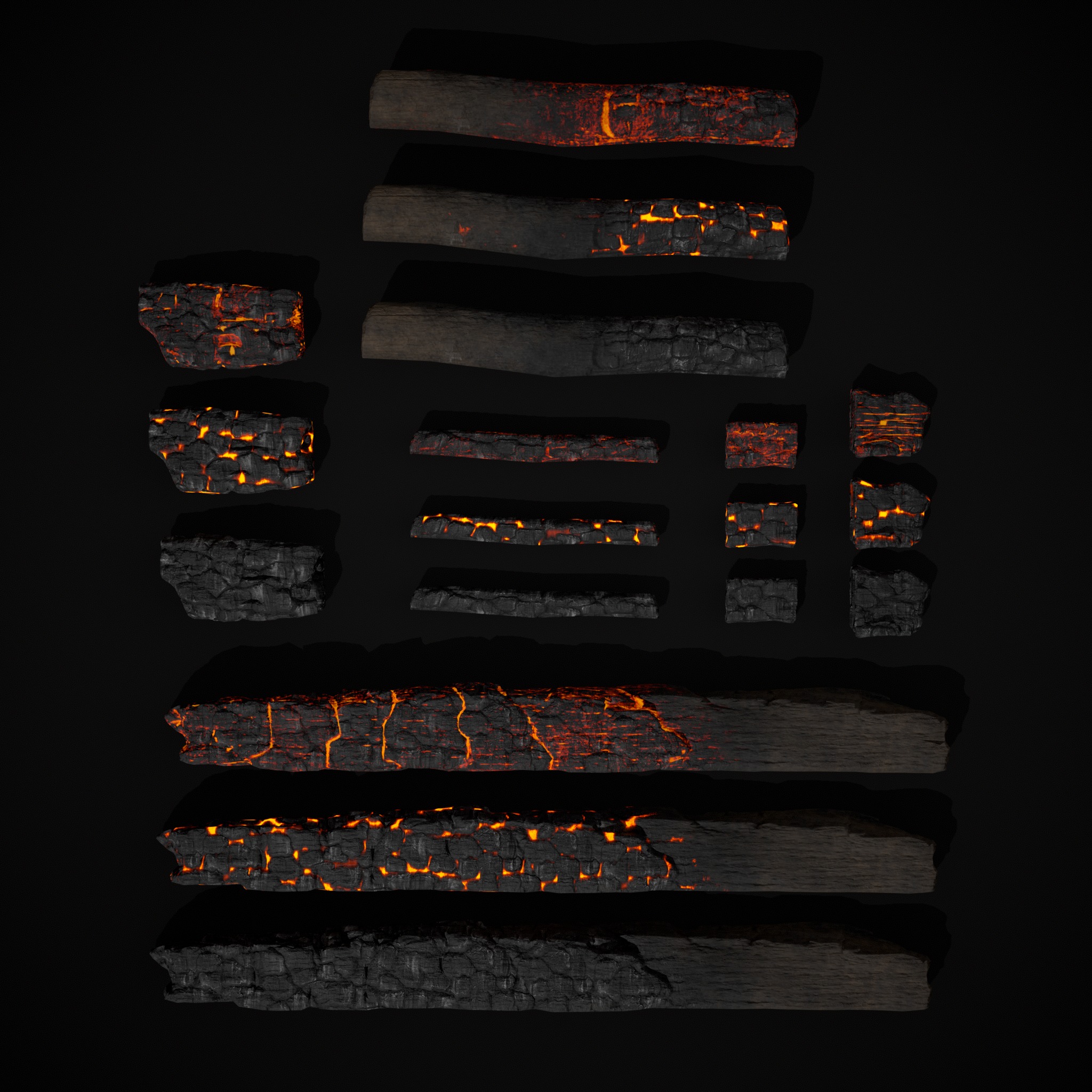 Wood Burnt Coals Low-poly 3D model_3