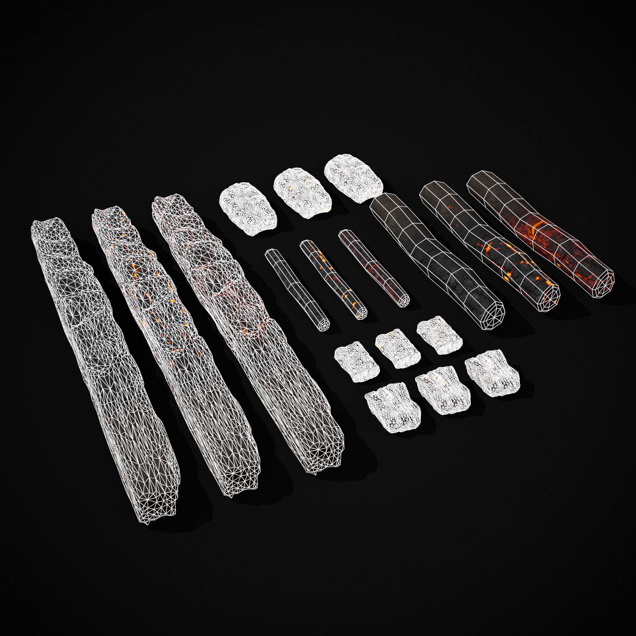 Wood Burnt Coals Low-poly 3D model_6