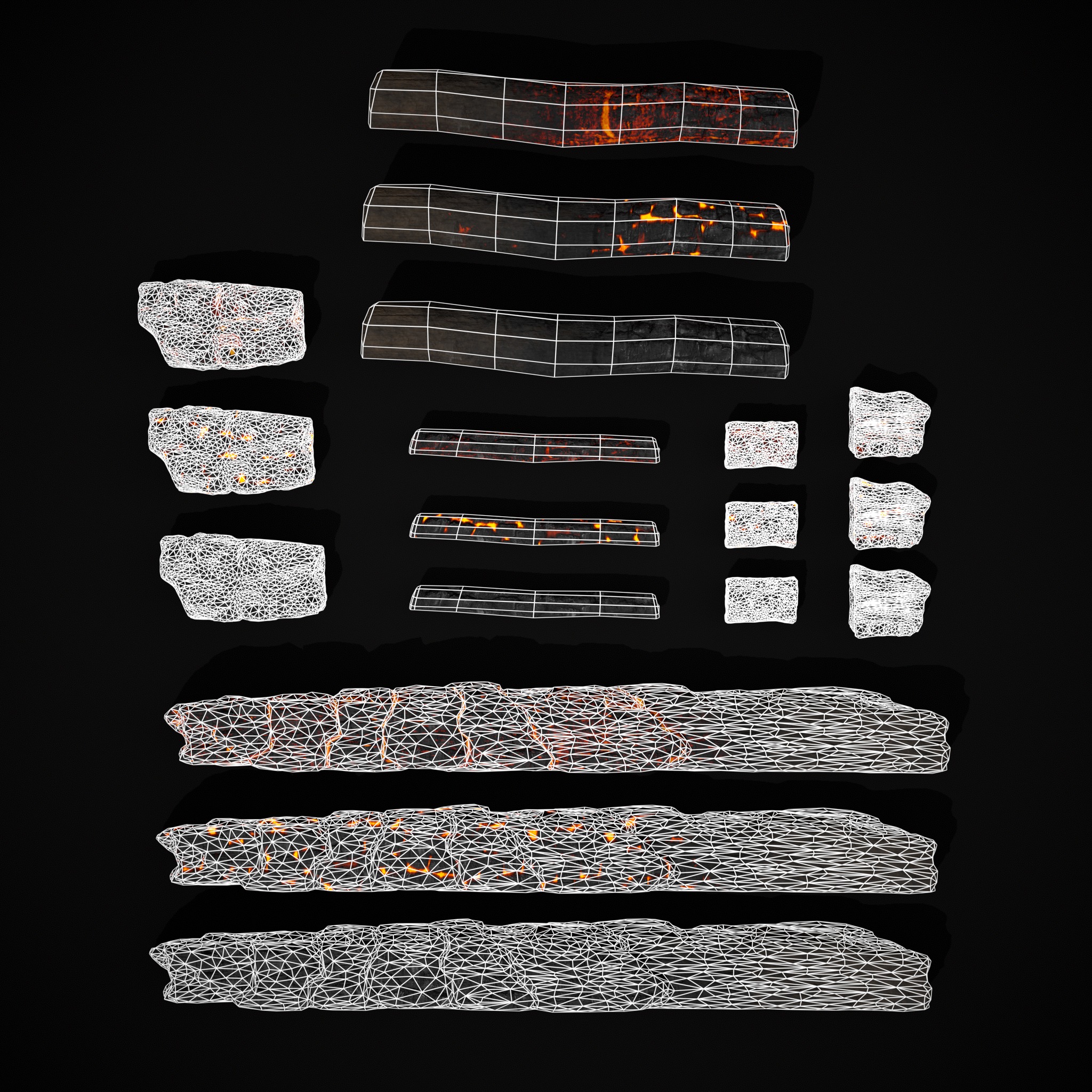 Wood Burnt Coals Low-poly 3D model_4