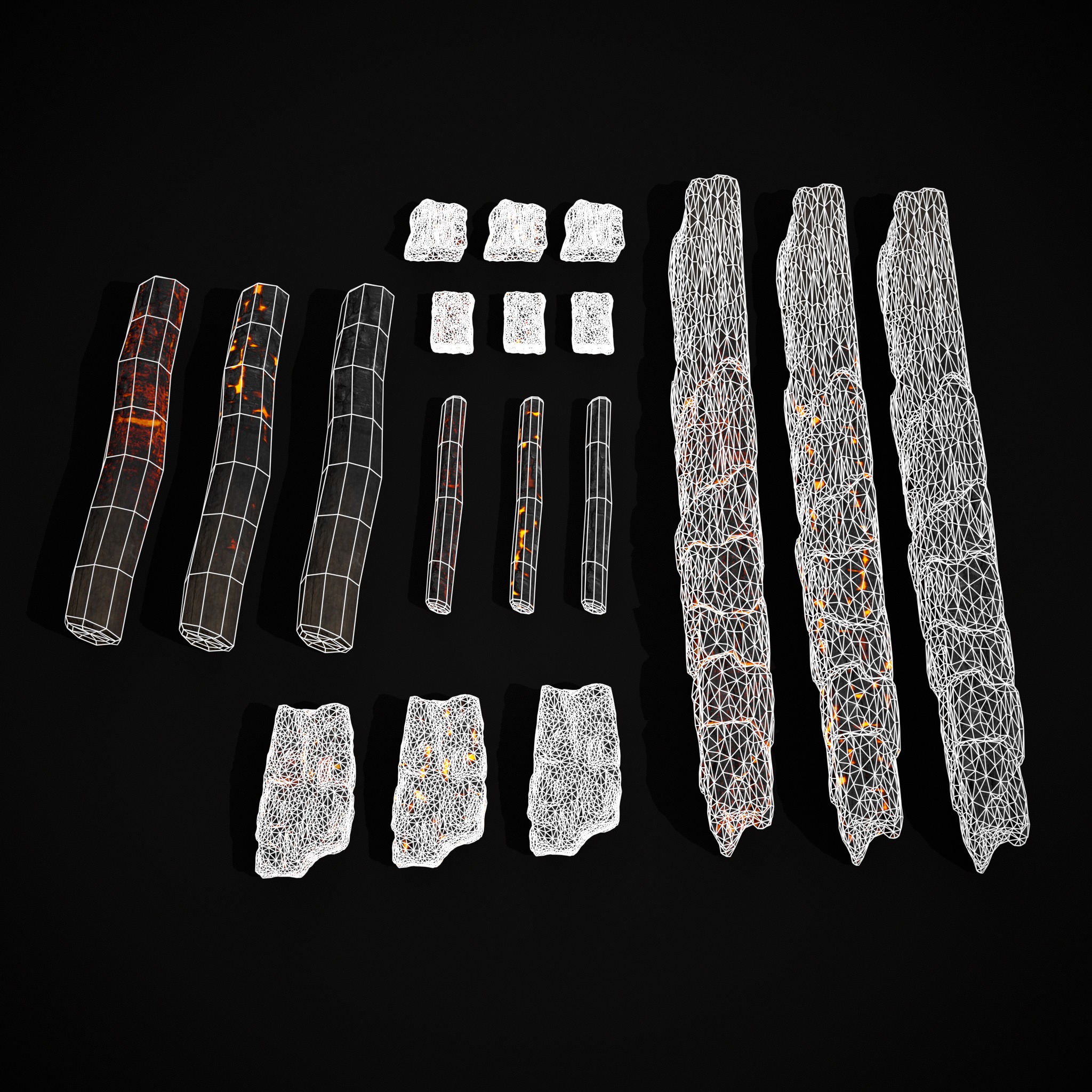 Wood Burnt Coals Low-poly 3D model_8