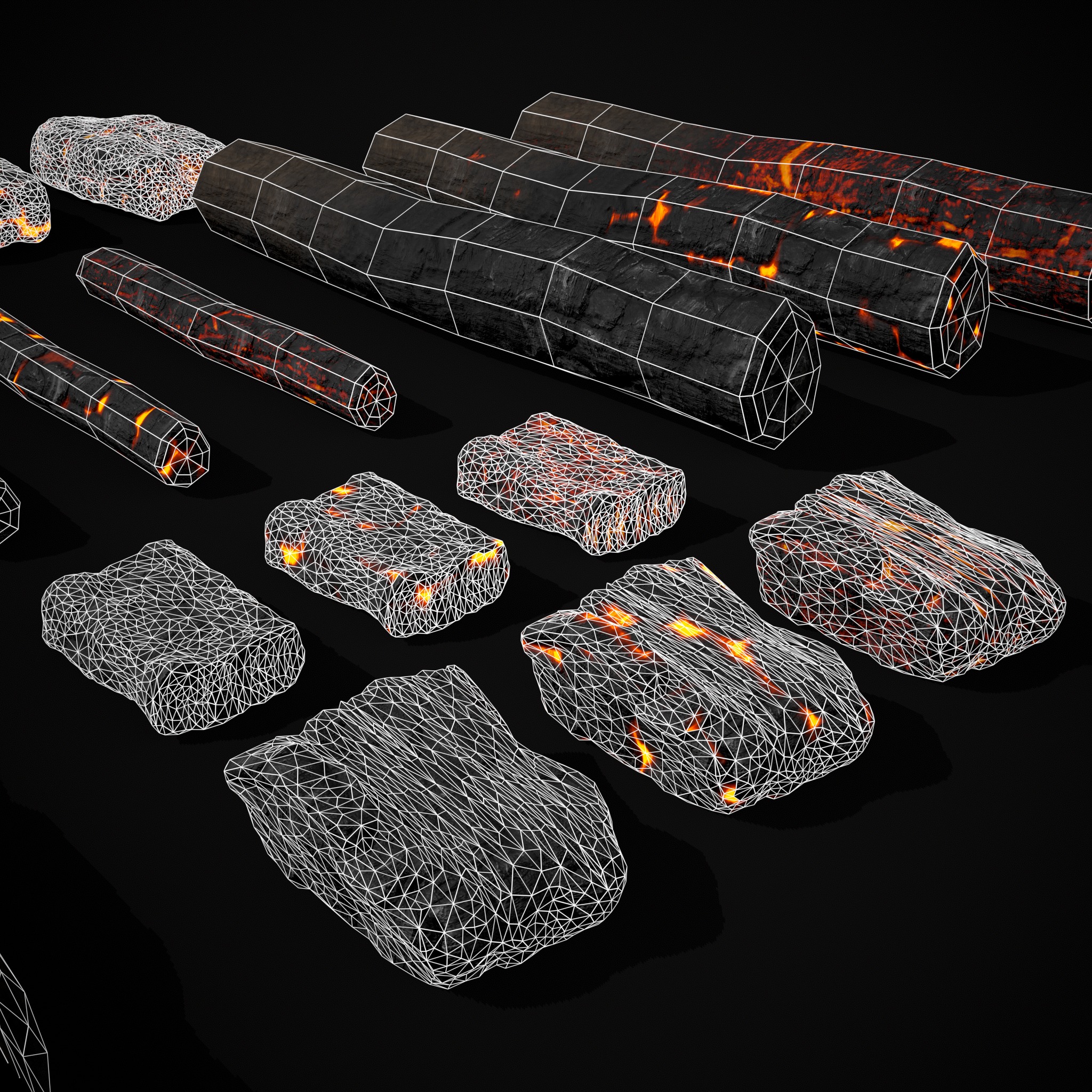 Wood Burnt Coals Low-poly 3D model_20