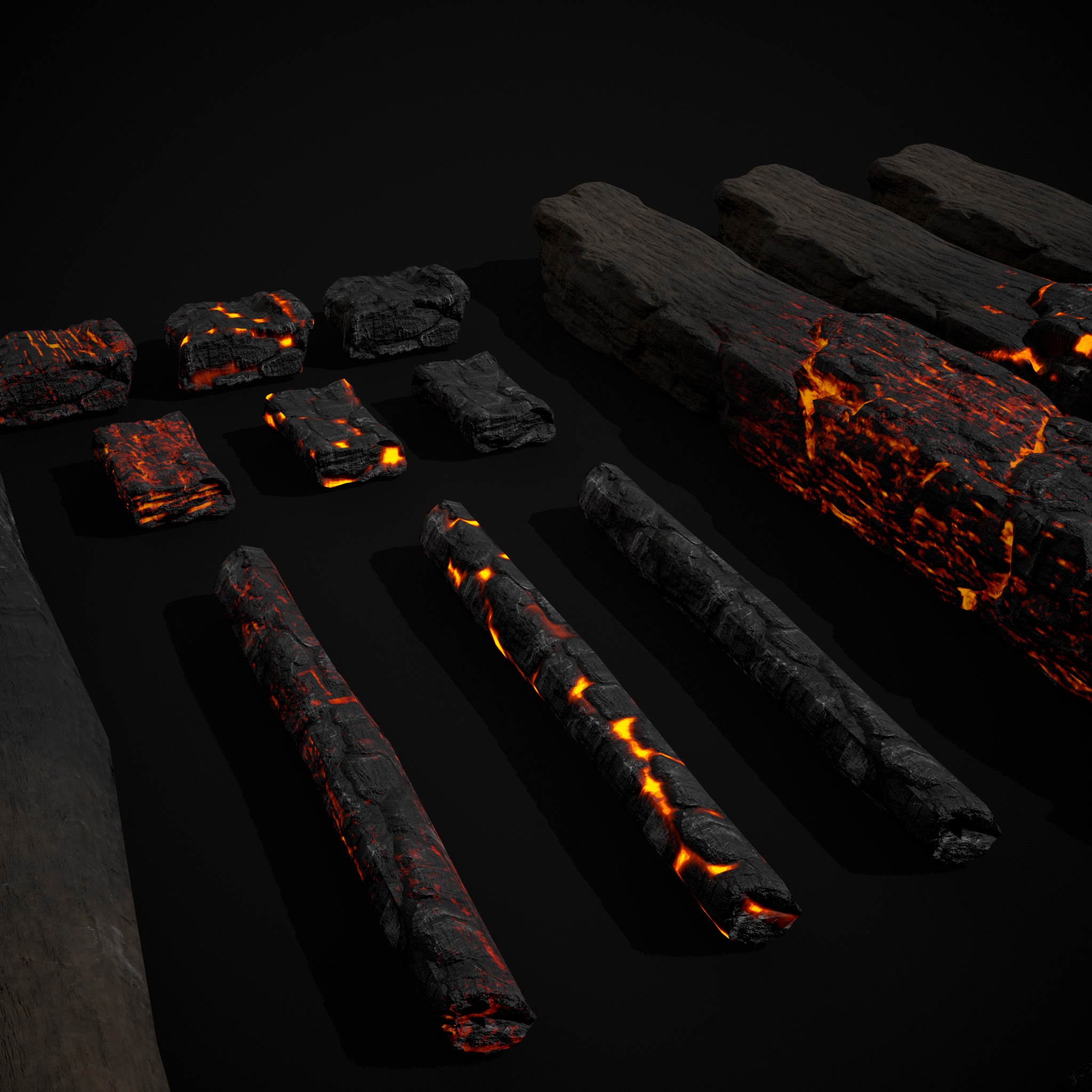 Wood Burnt Coals Low-poly 3D model_17