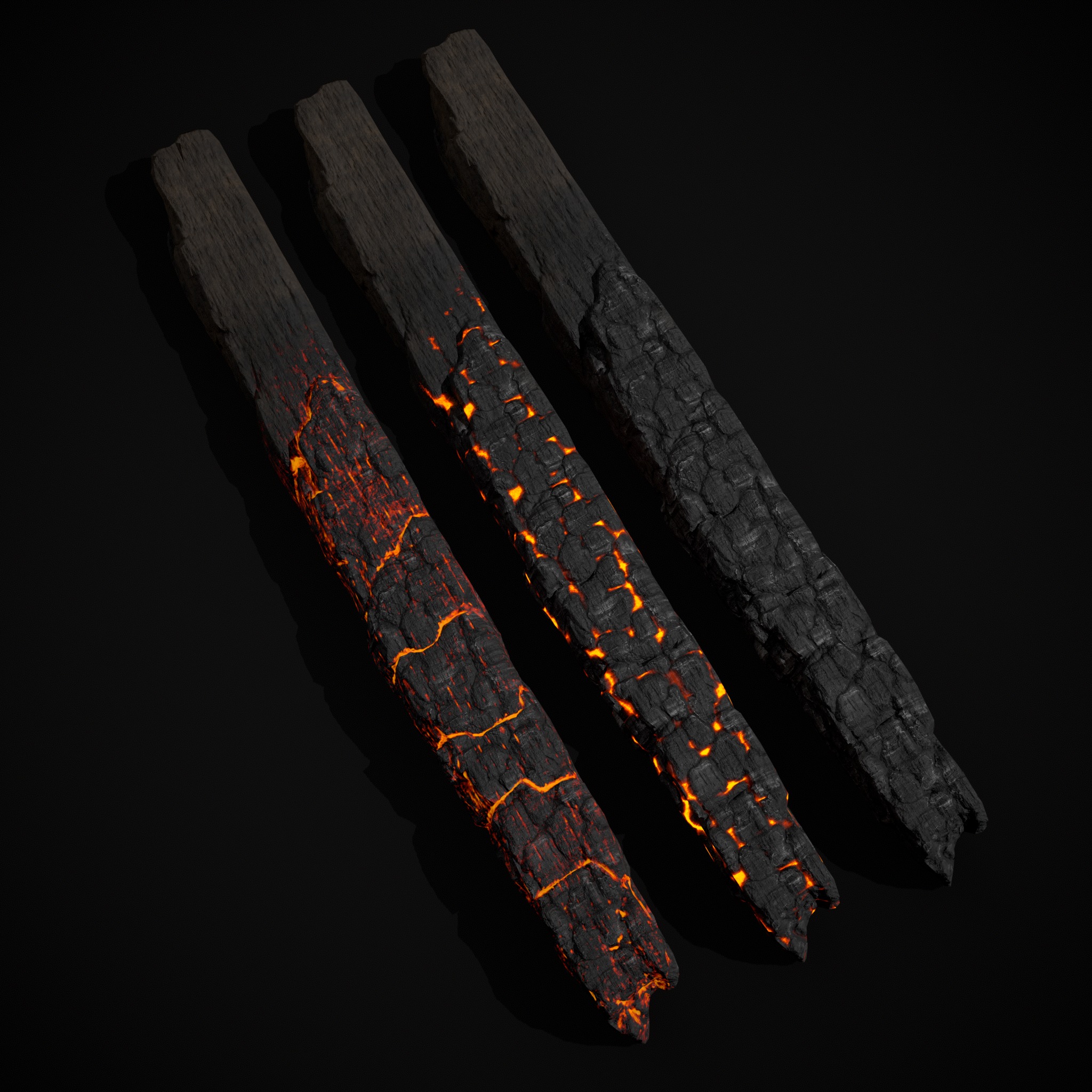Wood Burnt Coals Low-poly 3D model_21