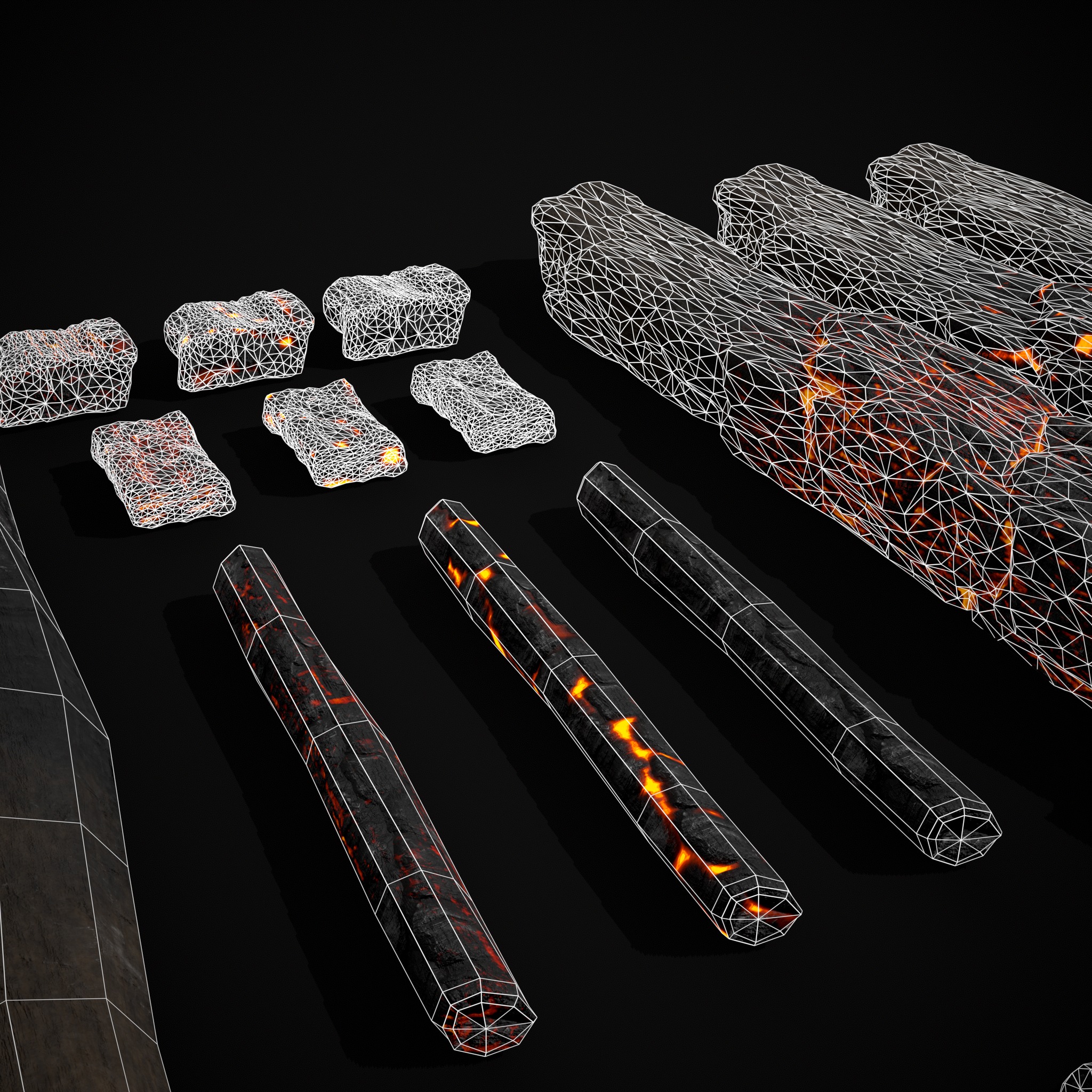 Wood Burnt Coals Low-poly 3D model_18