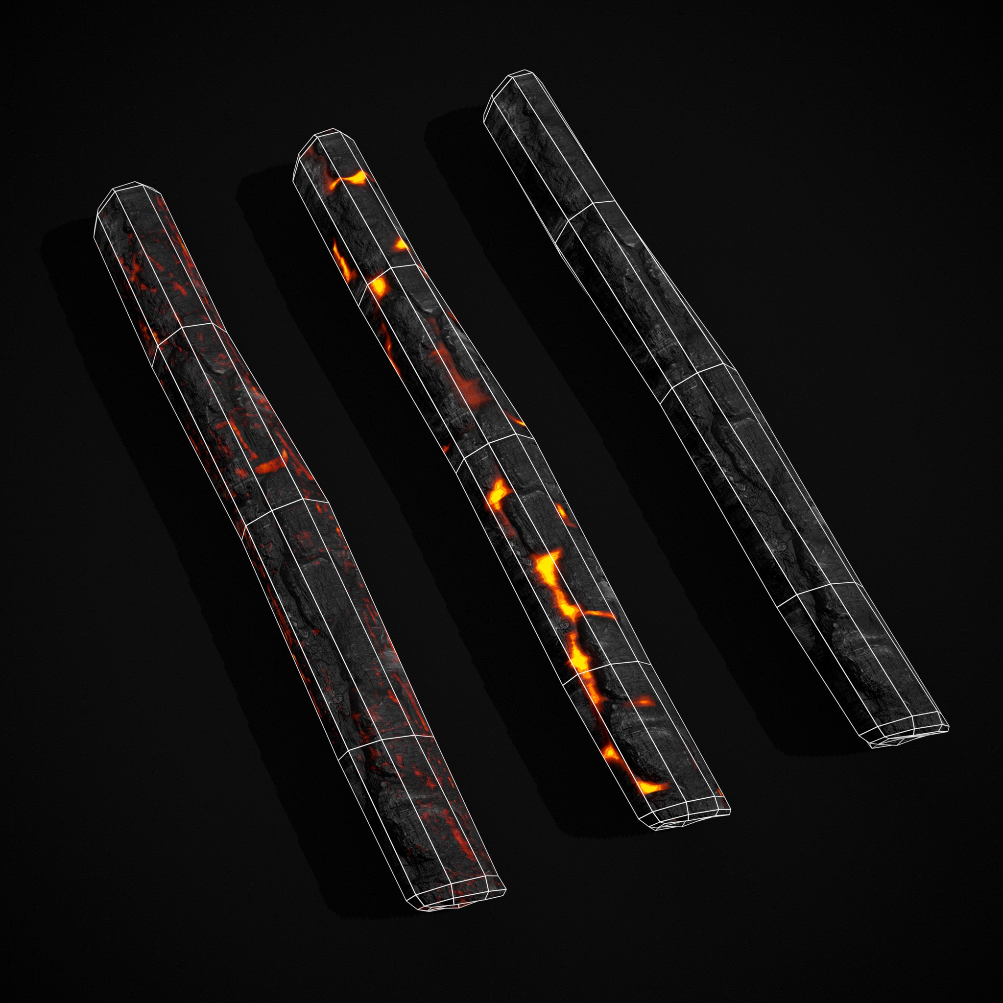 Wood Burnt Coals Low-poly 3D model_24