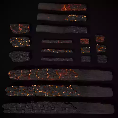 Wood Burnt Coals Low-poly 3D model Wood Burnt Coals Low-poly 3D model