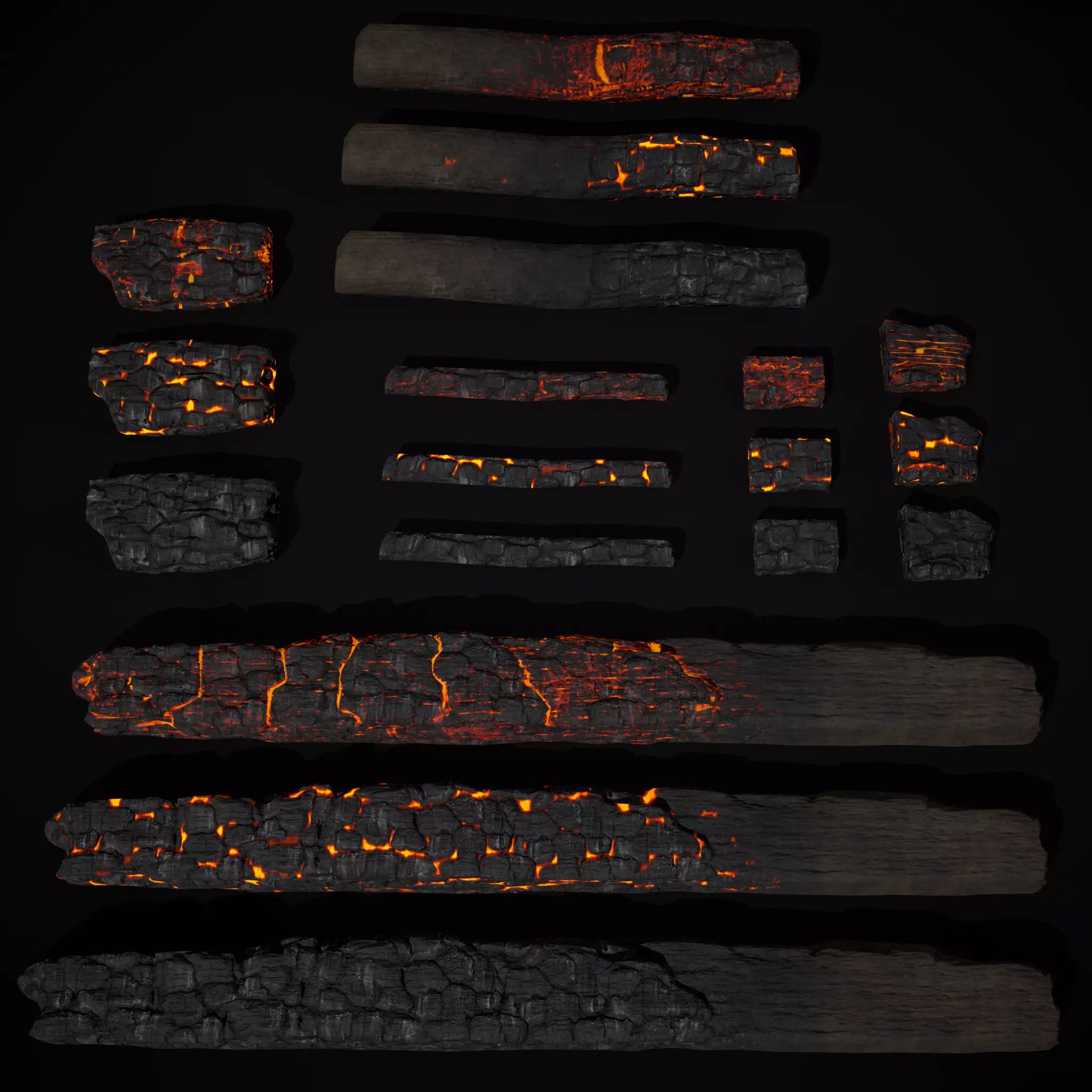 Wood Burnt Coals Low-poly 3D model_0