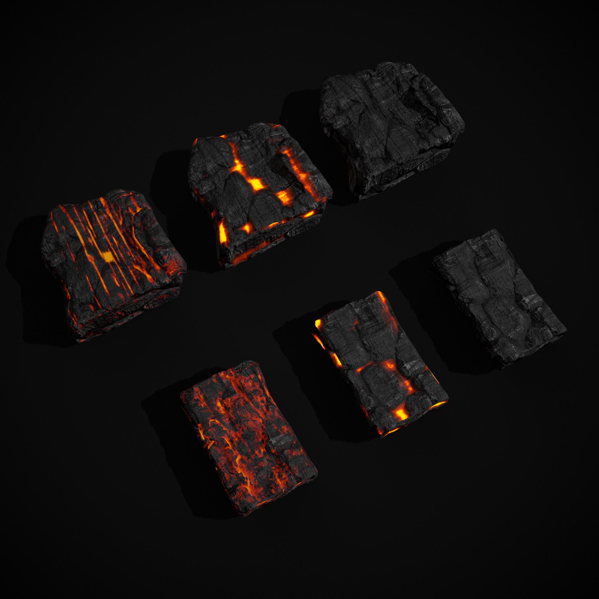 Wood Burnt Coals Low-poly 3D model_25
