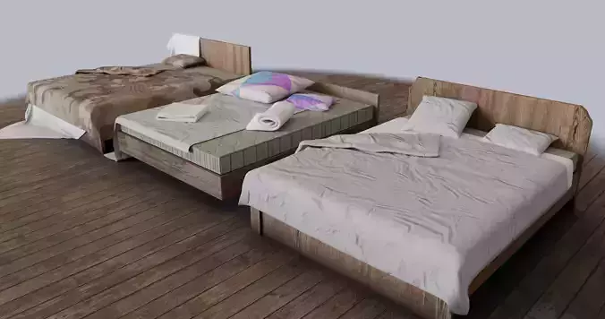 Bed with duvet and mattress in few sets